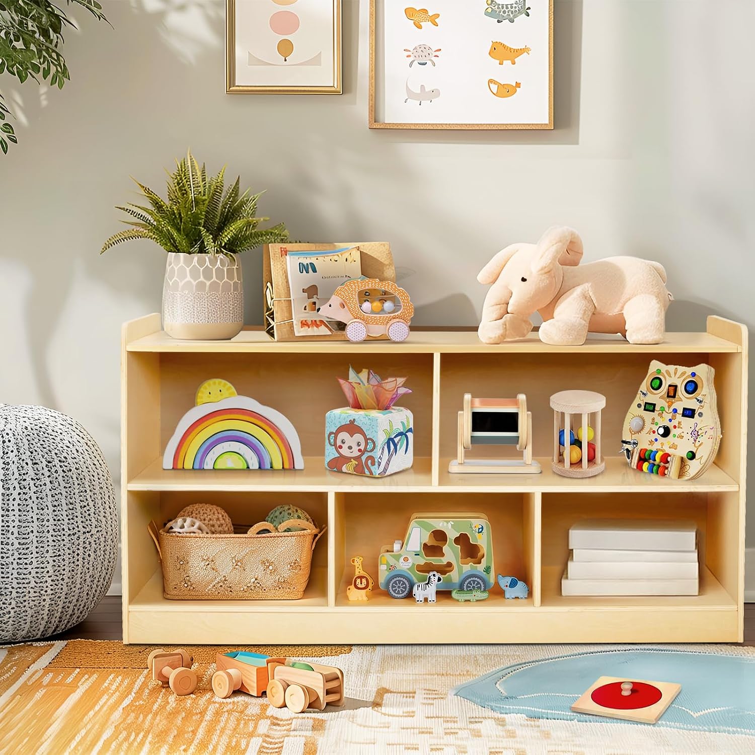 Montessori Shelf Toy - Estante Montessori de Madeira para Armazenamento