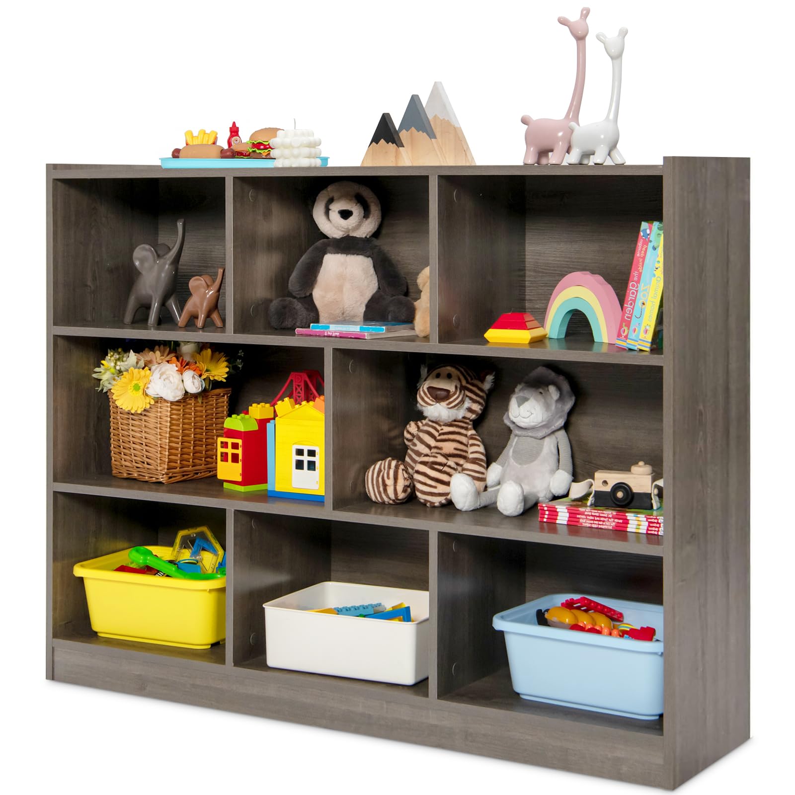 Montessori Shelf Toy - Estante de Livros com 3 Prateleiras,