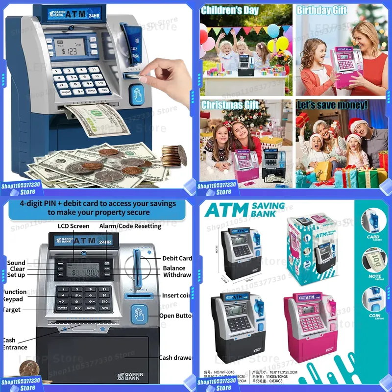 Mini caixa eletrônico elétrica - Kids Education Savings avaliação e preço