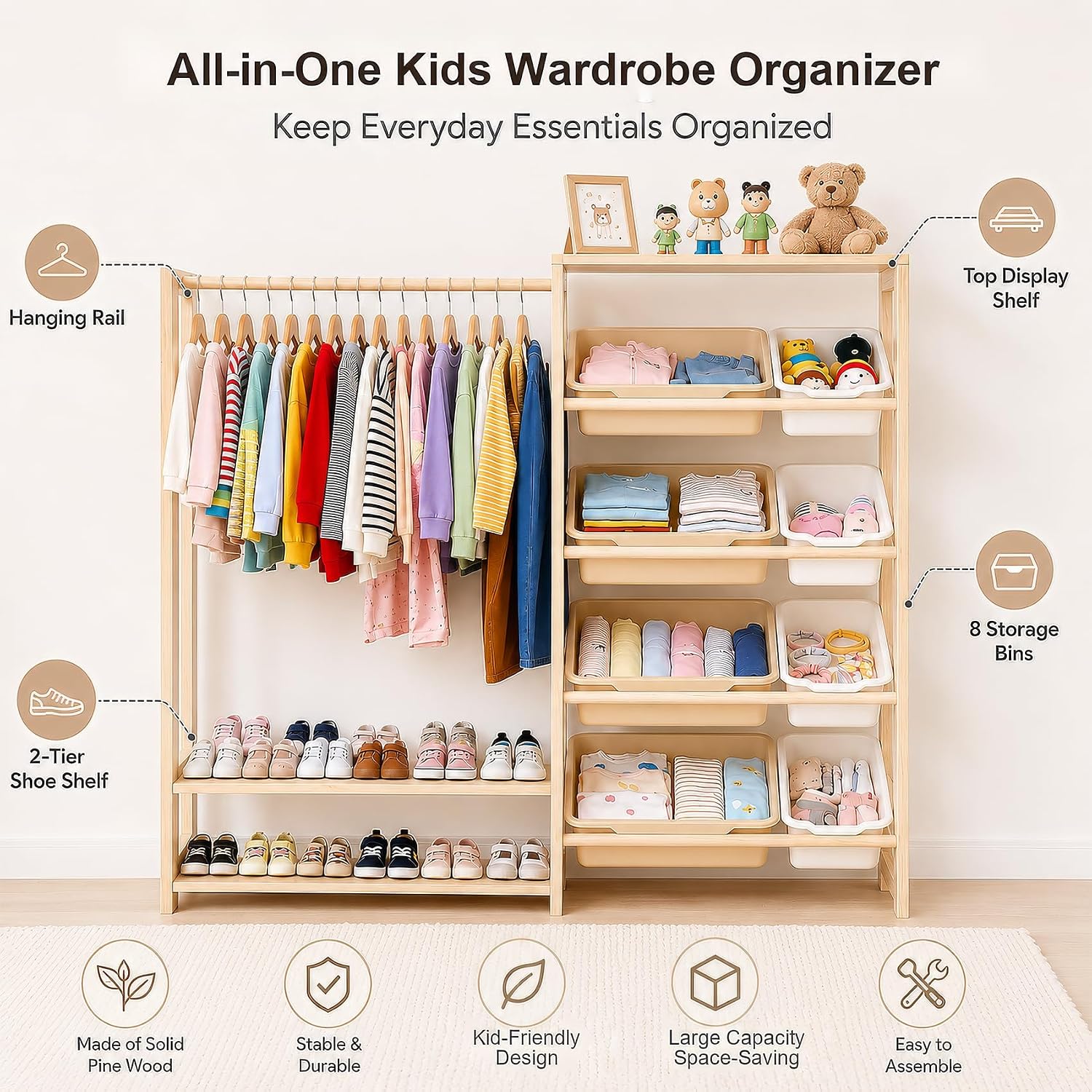 Guarda-roupa e Organizador de  - Montessori Shelf Toy avaliação e preço