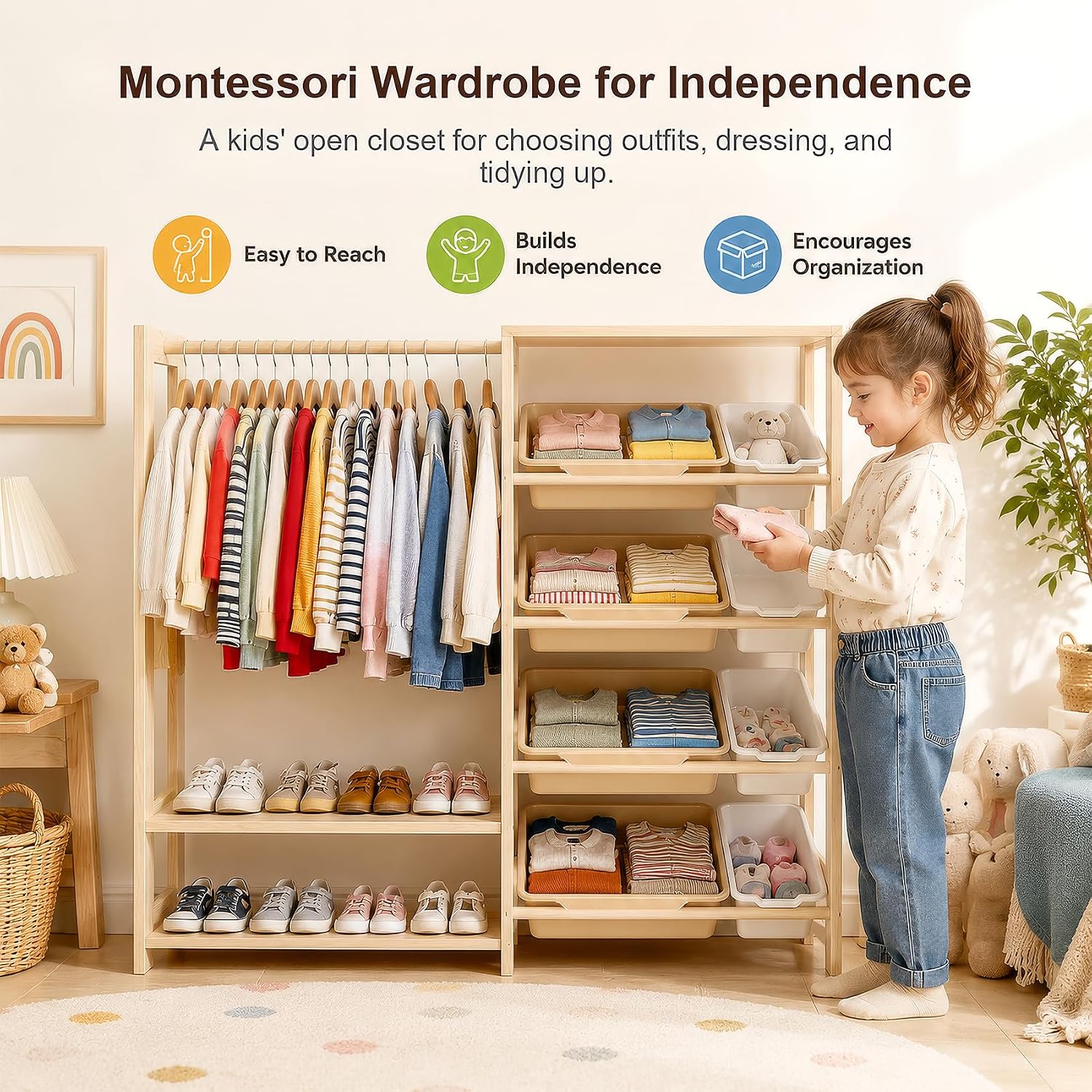 Guarda-roupa e Organizador de  - Montessori Shelf Toy avaliação e preço